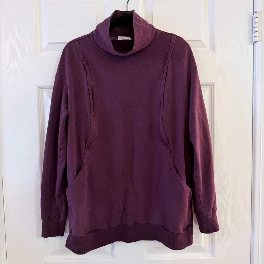 Seraphine Maternity - Postpartum Mock Neck Double Zip Burgundy Sweater